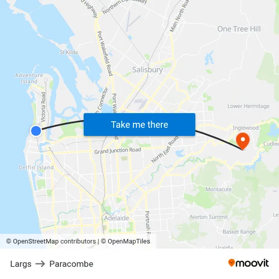 Largs to Paracombe map