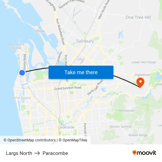 Largs North to Paracombe map