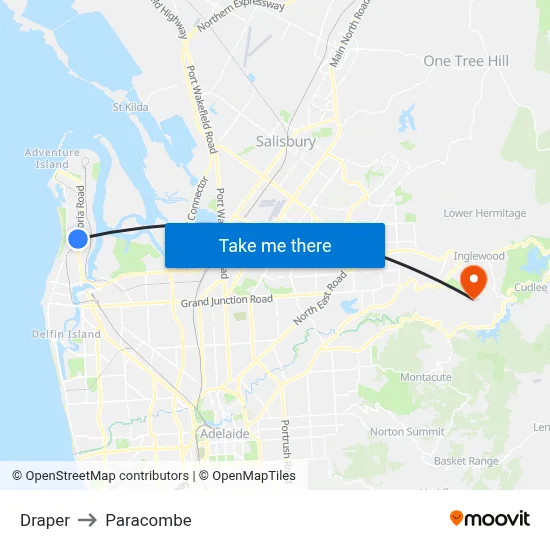 Draper to Paracombe map