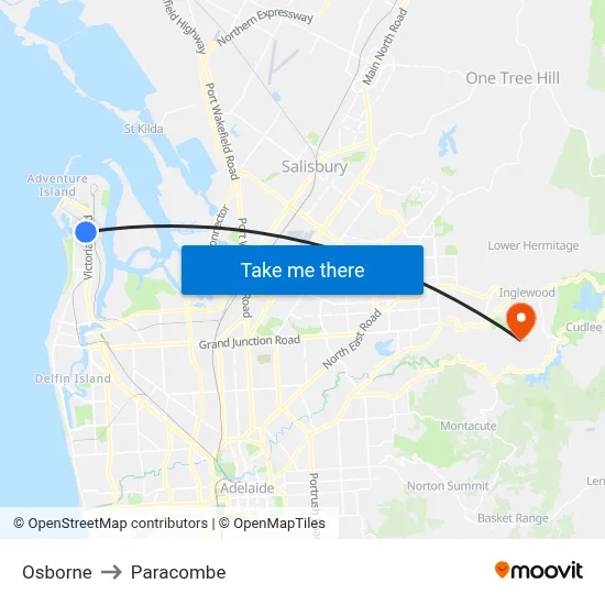 Osborne to Paracombe map