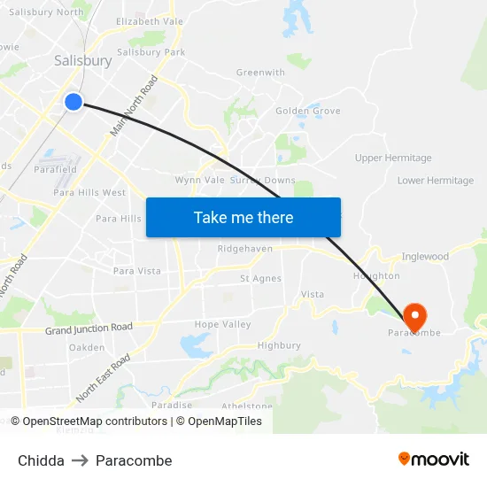 Chidda to Paracombe map