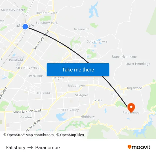 Salisbury to Paracombe map