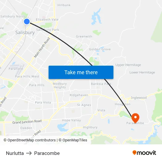 Nurlutta to Paracombe map