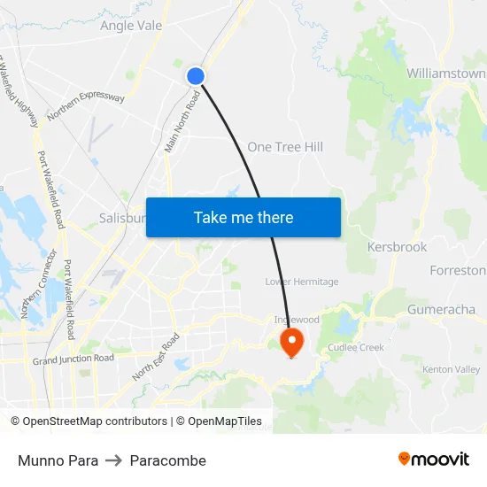 Munno Para to Paracombe map