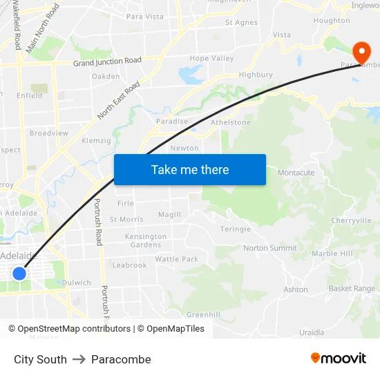 City South to Paracombe map
