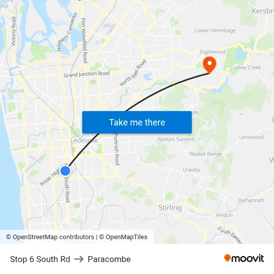 Stop 6 South Rd to Paracombe map