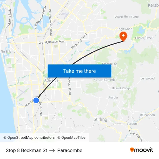 Stop 8 Beckman St to Paracombe map