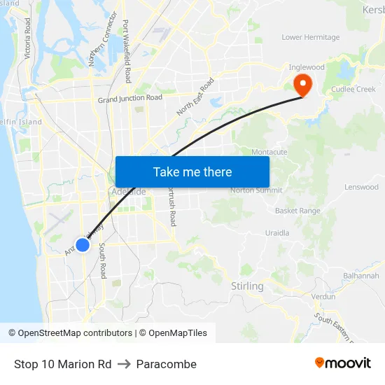 Stop 10 Marion Rd to Paracombe map