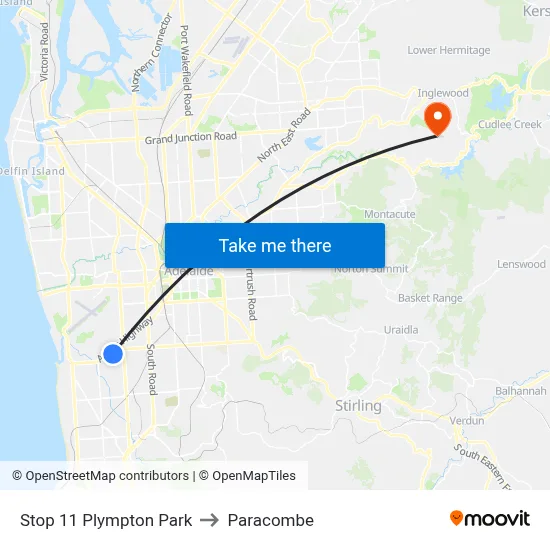 Stop 11 Plympton Park to Paracombe map