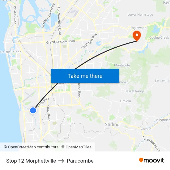 Stop 12 Morphettville to Paracombe map
