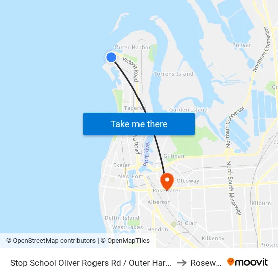Stop School Oliver Rogers Rd / Outer Harbor Railway to Rosewater map