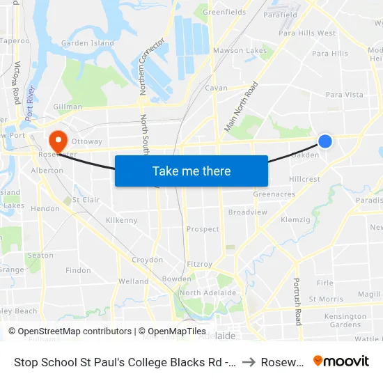 Stop School St Paul's College Blacks Rd - East side to Rosewater map