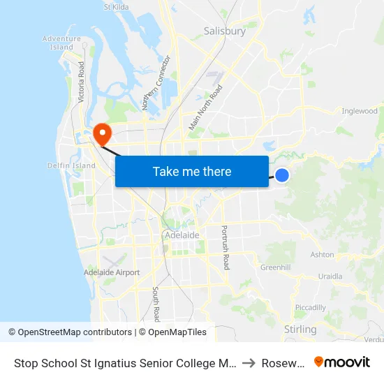 Stop School St Ignatius Senior College Manresa Ct to Rosewater map