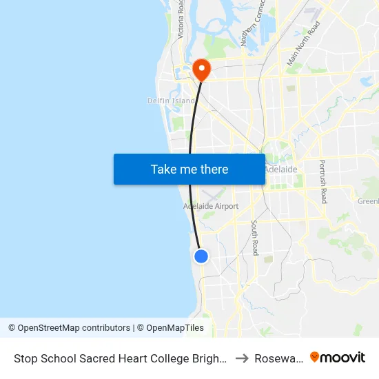 Stop School Sacred Heart College Brighton Rd to Rosewater map