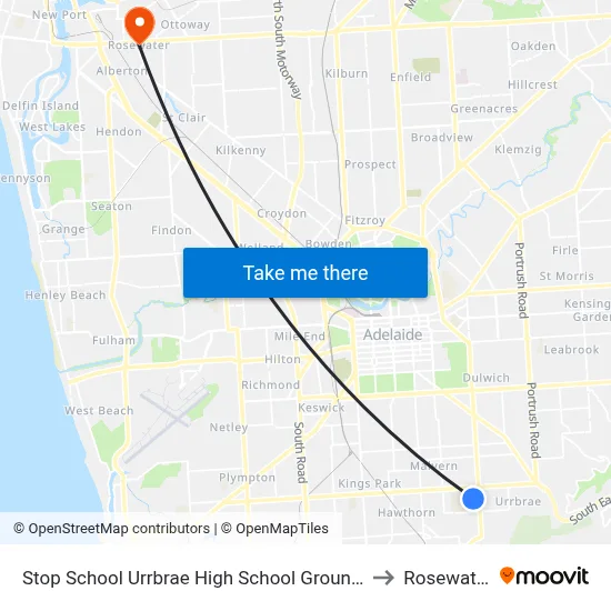 Stop School Urrbrae High School Grounds to Rosewater map
