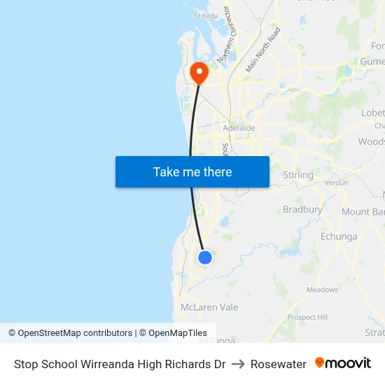 Stop School Wirreanda High Richards Dr to Rosewater map