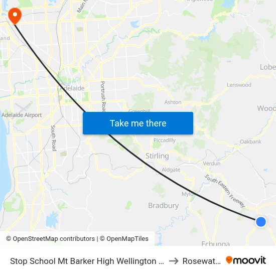 Stop School Mt Barker High Wellington Rd to Rosewater map