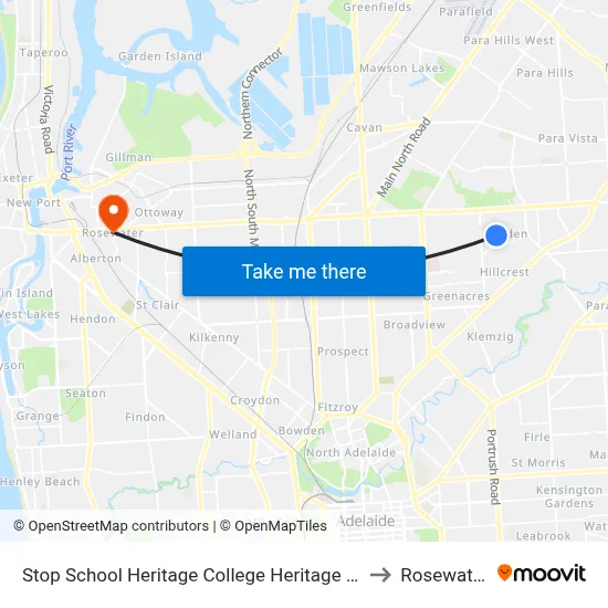 Stop School Heritage College Heritage Ct to Rosewater map