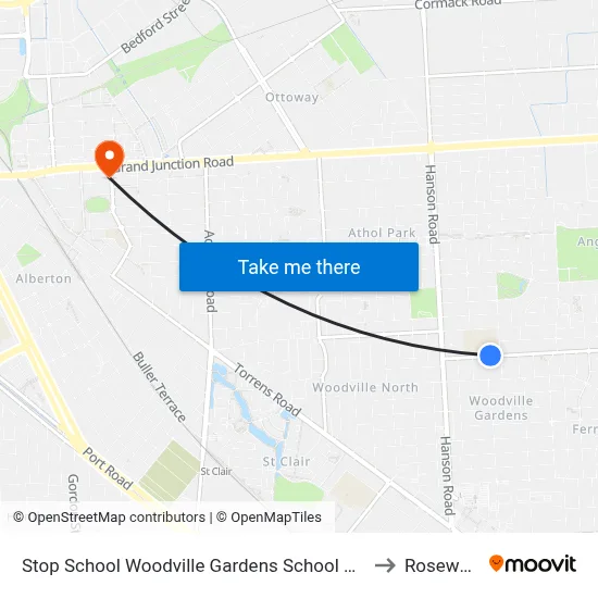 Stop School Woodville Gardens School Ridley Gr to Rosewater map
