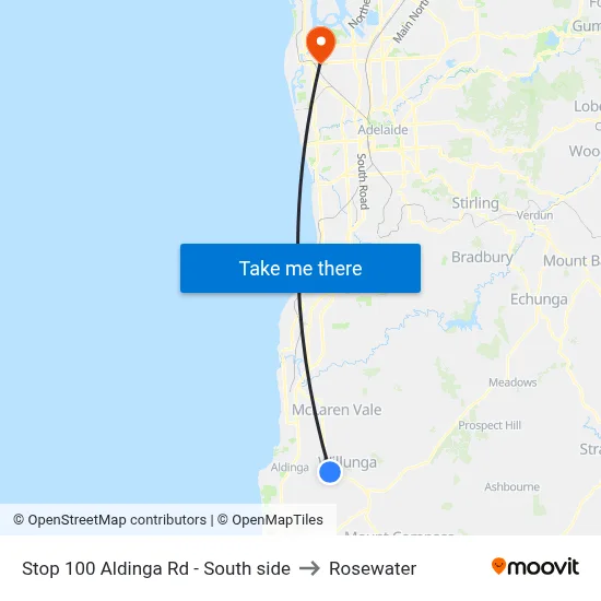 Stop 100 Aldinga Rd - South side to Rosewater map