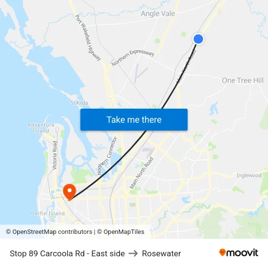 Stop 89 Carcoola Rd - East side to Rosewater map