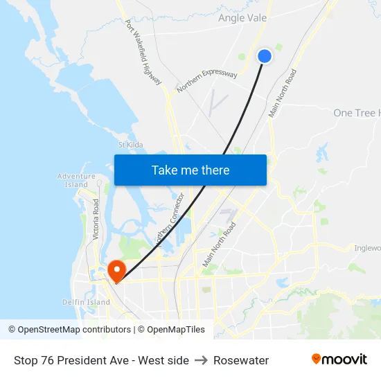 Stop 76 President Ave - West side to Rosewater map