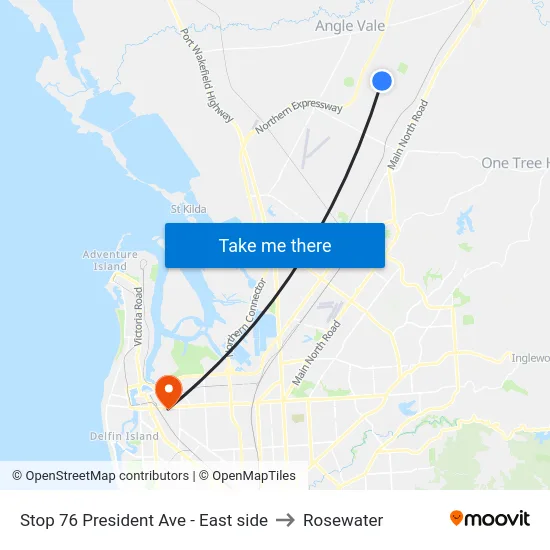 Stop 76 President Ave - East side to Rosewater map