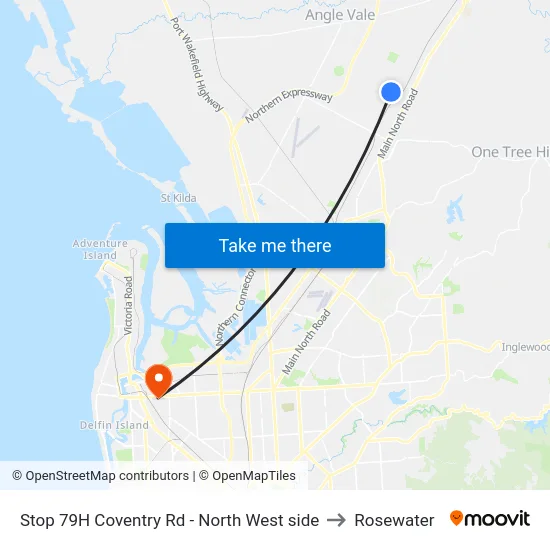 Stop 79H Coventry Rd - North West side to Rosewater map