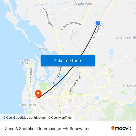 Zone A Smithfield Interchange to Rosewater map