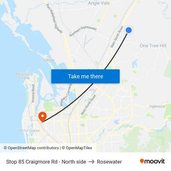Stop 85 Craigmore Rd - North side to Rosewater map