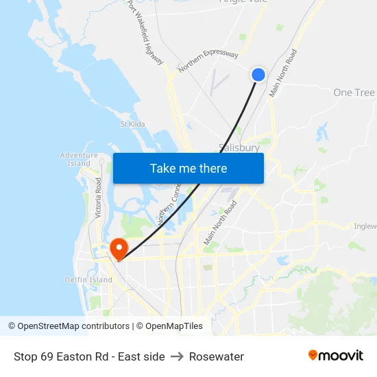 Stop 69 Easton Rd - East side to Rosewater map