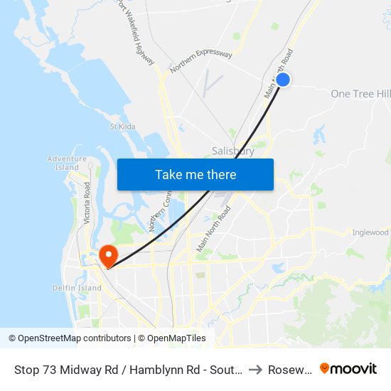 Stop 73 Midway Rd / Hamblynn Rd - South West side to Rosewater map