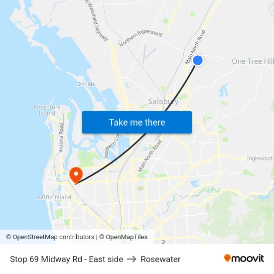 Stop 69 Midway Rd - East side to Rosewater map