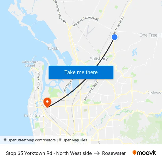 Stop 65 Yorktown Rd - North West side to Rosewater map