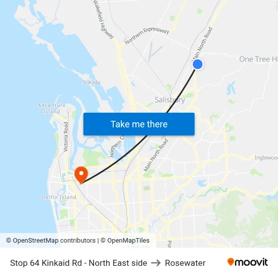 Stop 64 Kinkaid Rd - North East side to Rosewater map