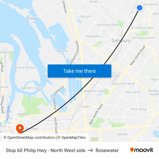 Stop 60 Philip Hwy - North West side to Rosewater map