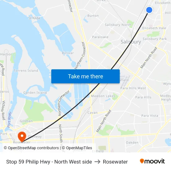 Stop 59 Philip Hwy - North West side to Rosewater map