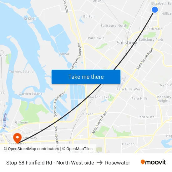 Stop 58 Fairfield Rd - North West side to Rosewater map