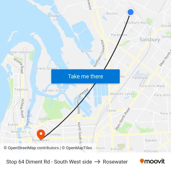Stop 64 Diment Rd - South West side to Rosewater map