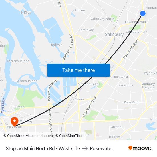 Stop 56 Main North Rd - West side to Rosewater map