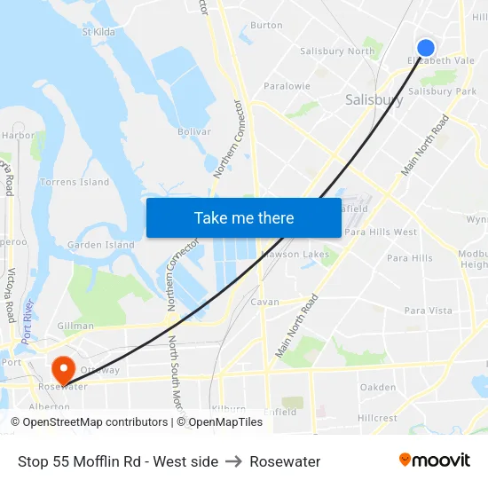 Stop 55 Mofflin Rd - West side to Rosewater map