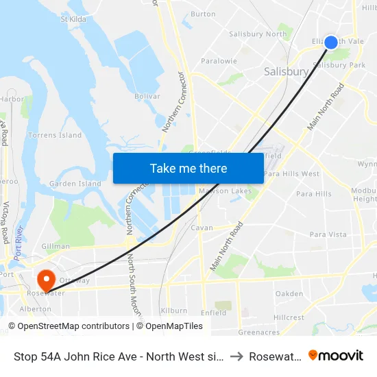 Stop 54A John Rice Ave - North West side to Rosewater map