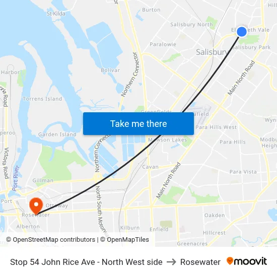 Stop 54 John Rice Ave - North West side to Rosewater map