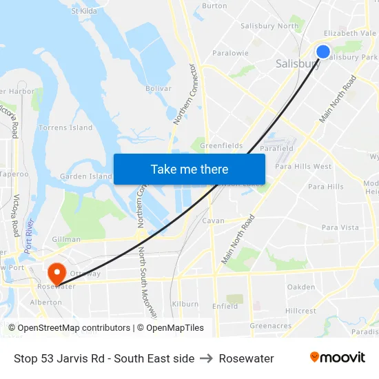 Stop 53 Jarvis Rd - South East side to Rosewater map