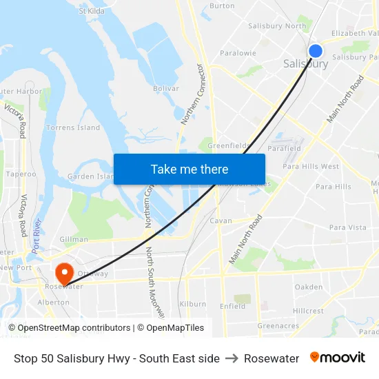 Stop 50 Salisbury Hwy - South East side to Rosewater map