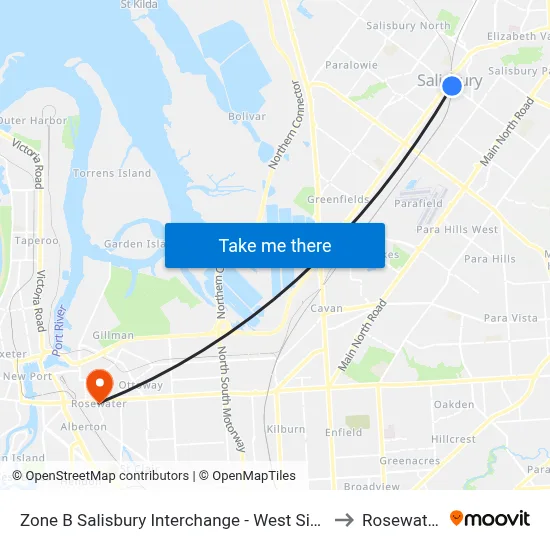 Zone B Salisbury Interchange - West Side to Rosewater map