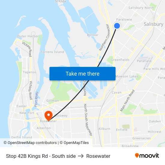 Stop 42B Kings Rd - South side to Rosewater map