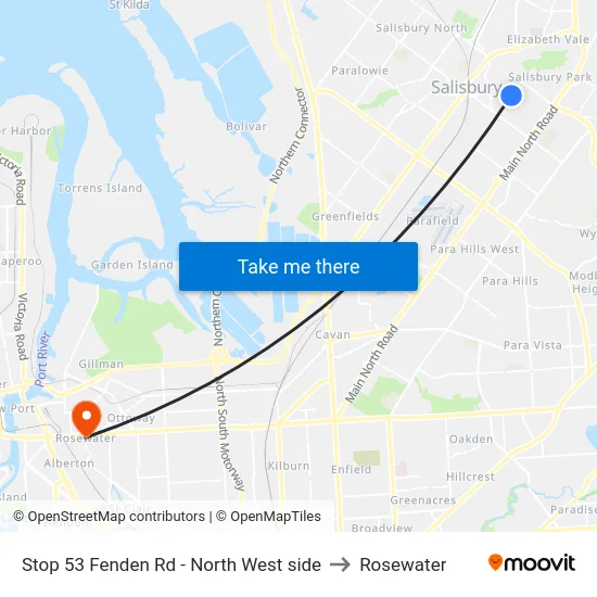 Stop 53 Fenden Rd - North West side to Rosewater map