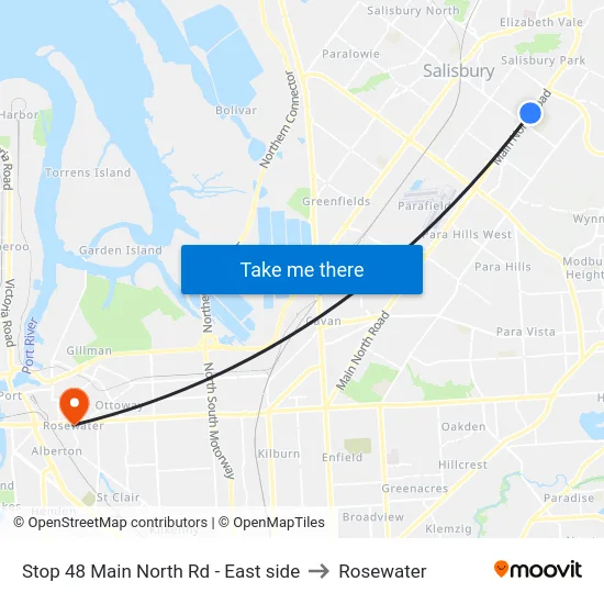 Stop 48 Main North Rd - East side to Rosewater map