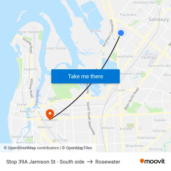 Stop 39A Jamison St - South side to Rosewater map